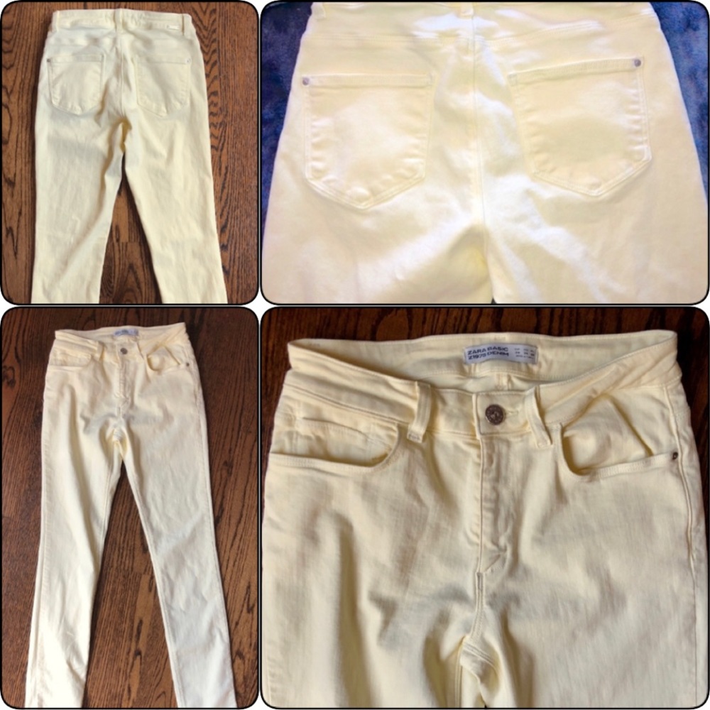 Zara Yellow Basic Z1975 Denim Mid Skinny, 6 EUC